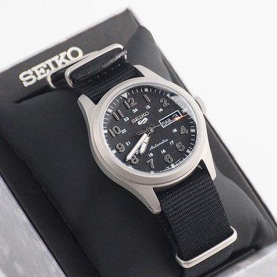 Men's Seiko 5 Sports Field Automatic Watch with Black Dial Nylon Strap SRPG37